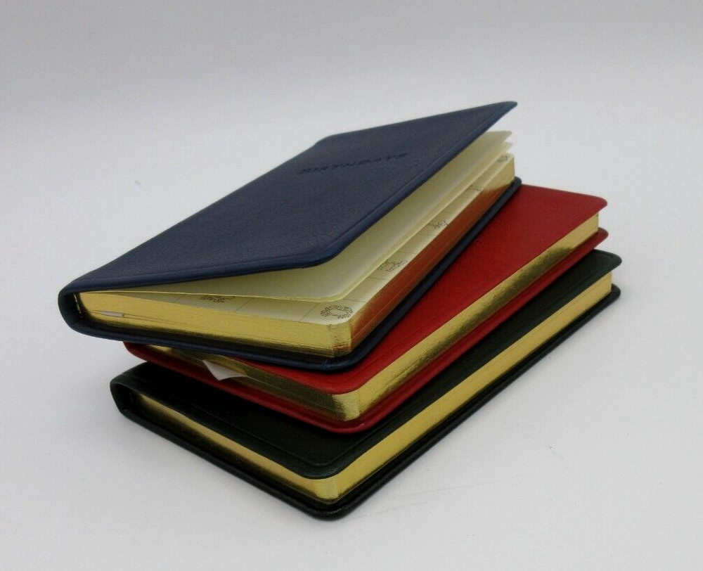 Birthdays Datebook Leather Journal 3×5″ Graphic Image Softcover Dark RED