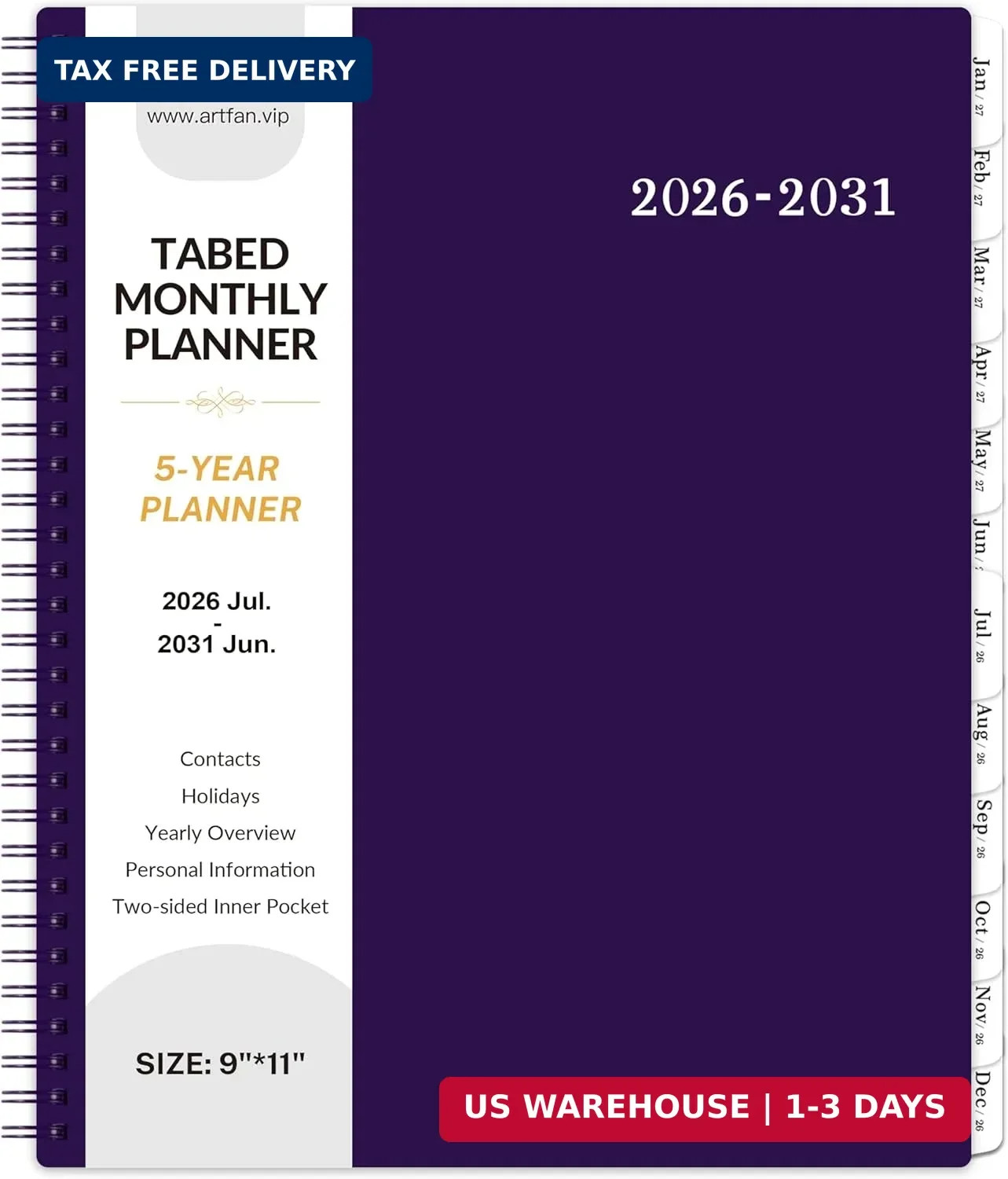 2026-2031 Monthly Planner/Monthly Calendar – 5 Year Planner from Jul. 2026 – Jun