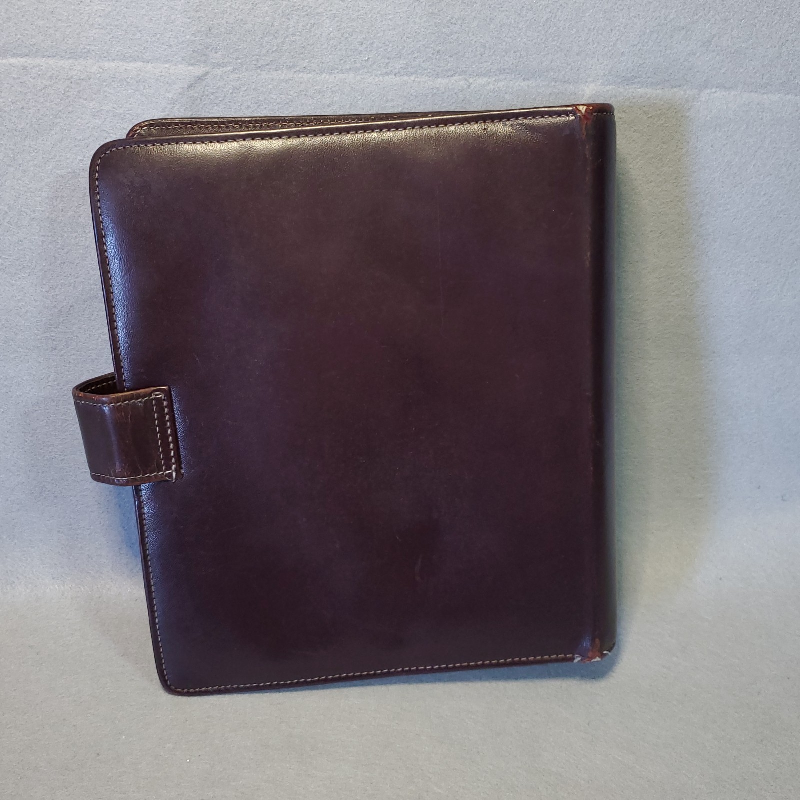Franklin Full Grain Leather Day Timer Planner 7 Ring Red Brown Binder Vtg *READ*