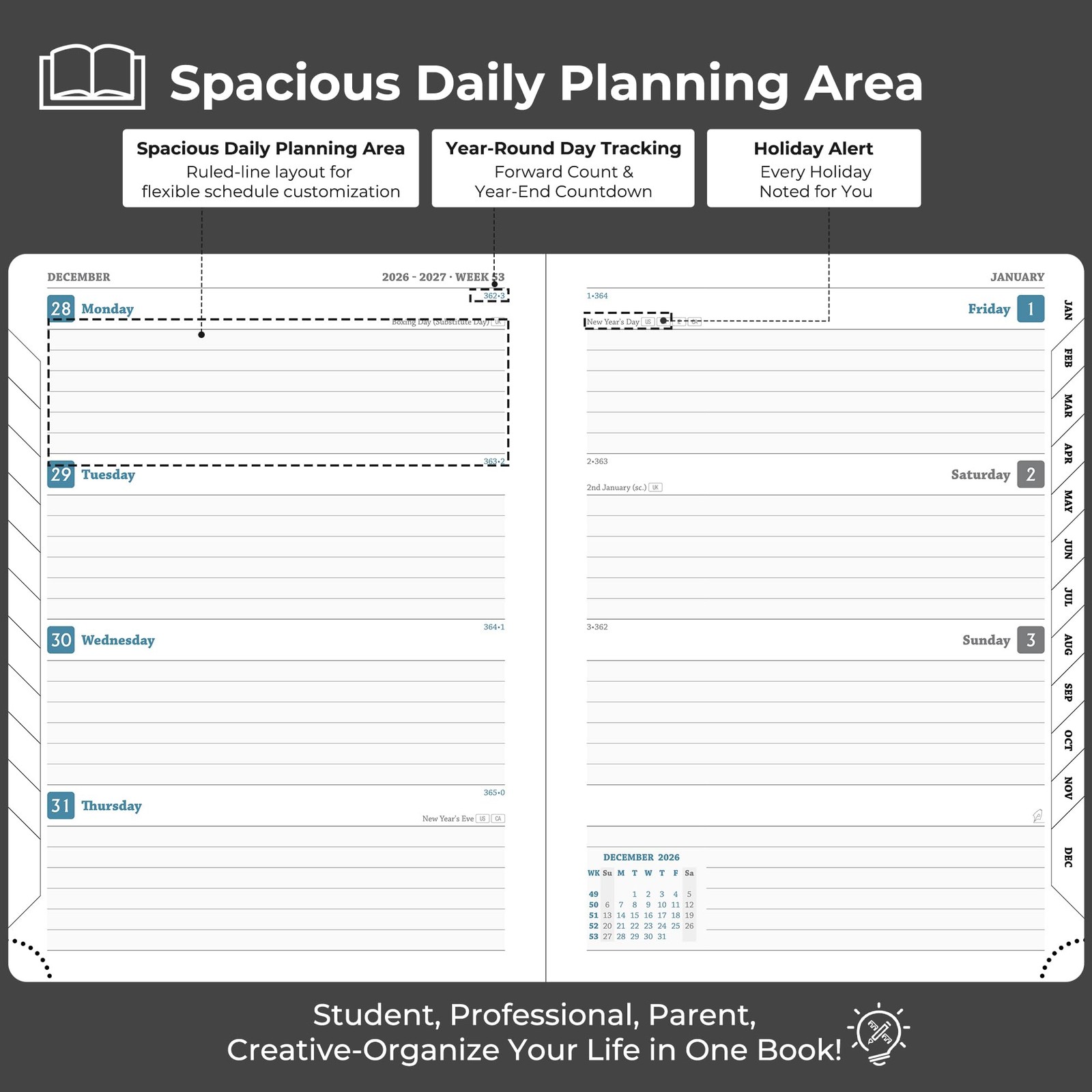 Weekly Monthly 2026-2027 Planner (July 26-Dec 27),8.5″x6.5″,18 Months Agenda …