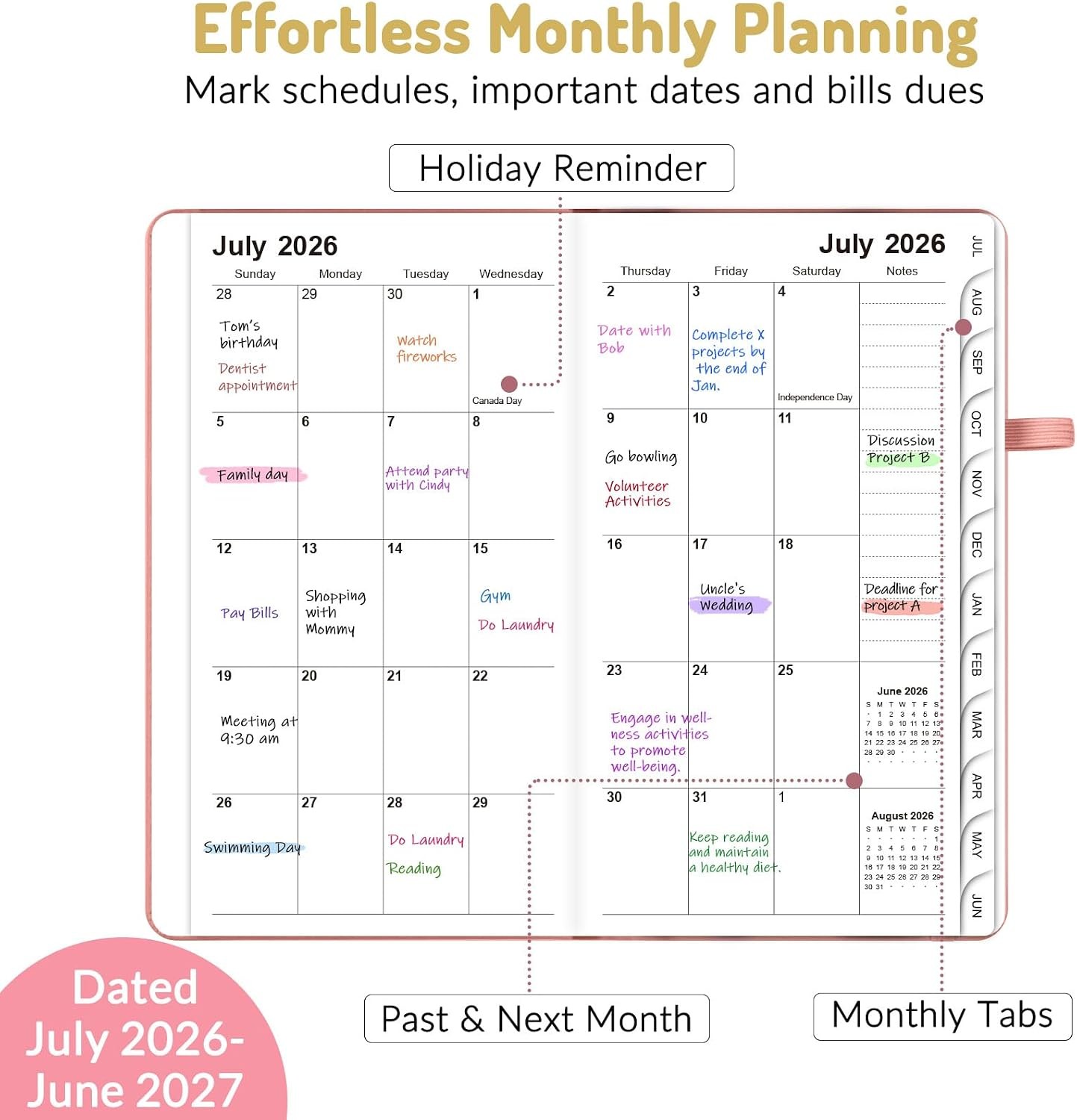 2026-2027 Pocket Planner Weekly Monthly 3.5×6 July 2026 June 2027 Hardcover