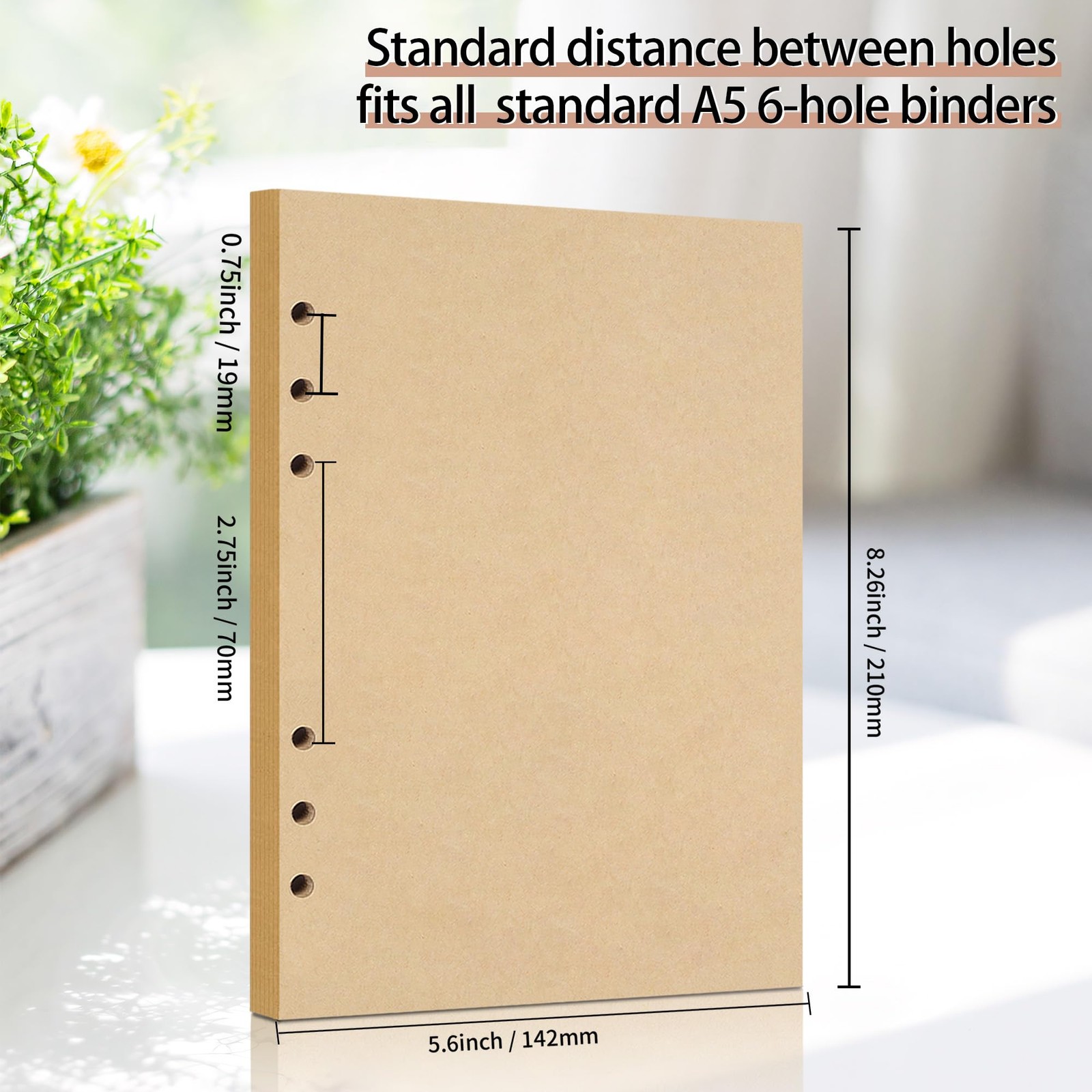 Mafegu A5 Refill Paper, Unlined Blank Kraft Kraft-Blank-A5, Pages