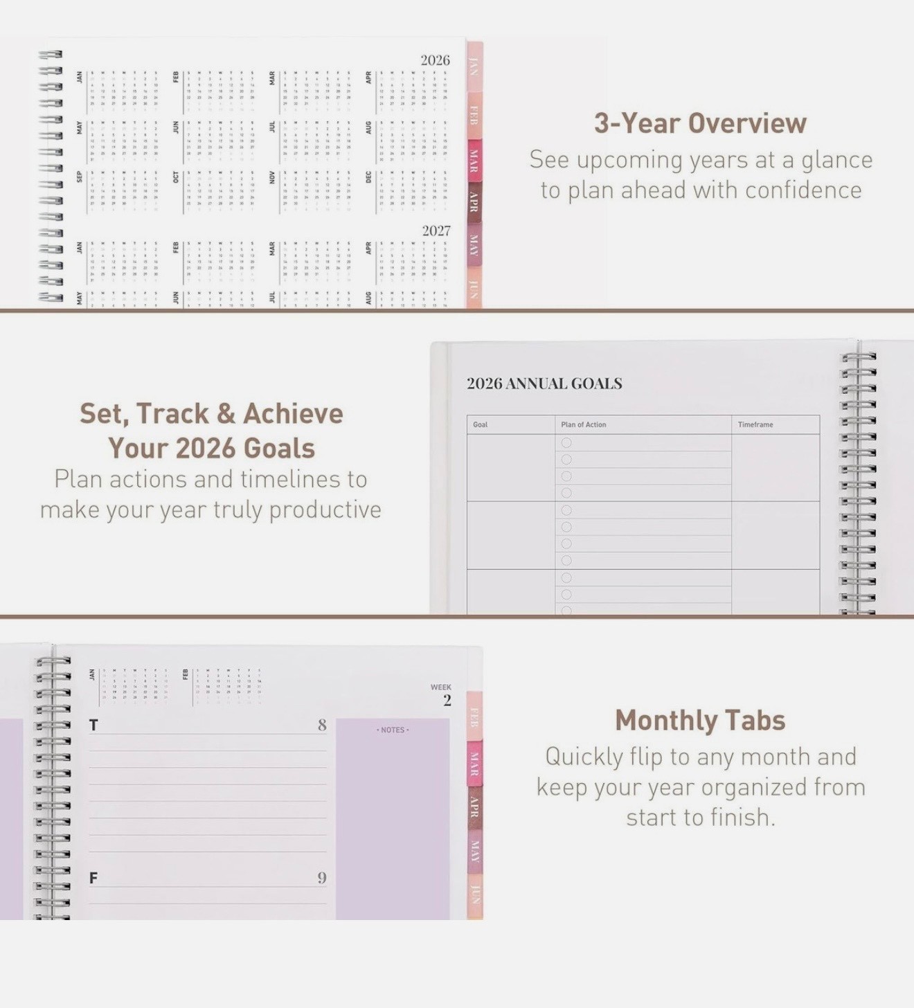 Rileys 2026 Weekly Monthly Planner Lilac Spiral Agenda Calendar NEW Sealed