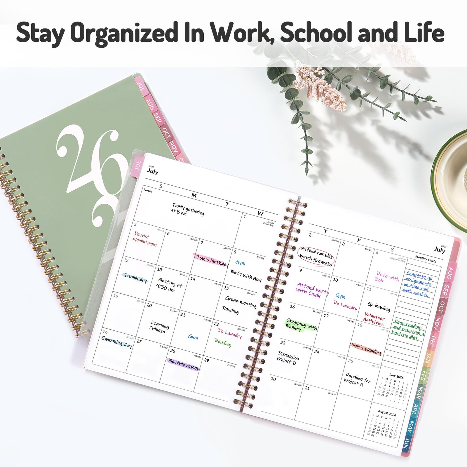 Forvencer Planner 2026-2027, July 2026 – 8.5″x11″(Jul 2026-Jun 2027), Green