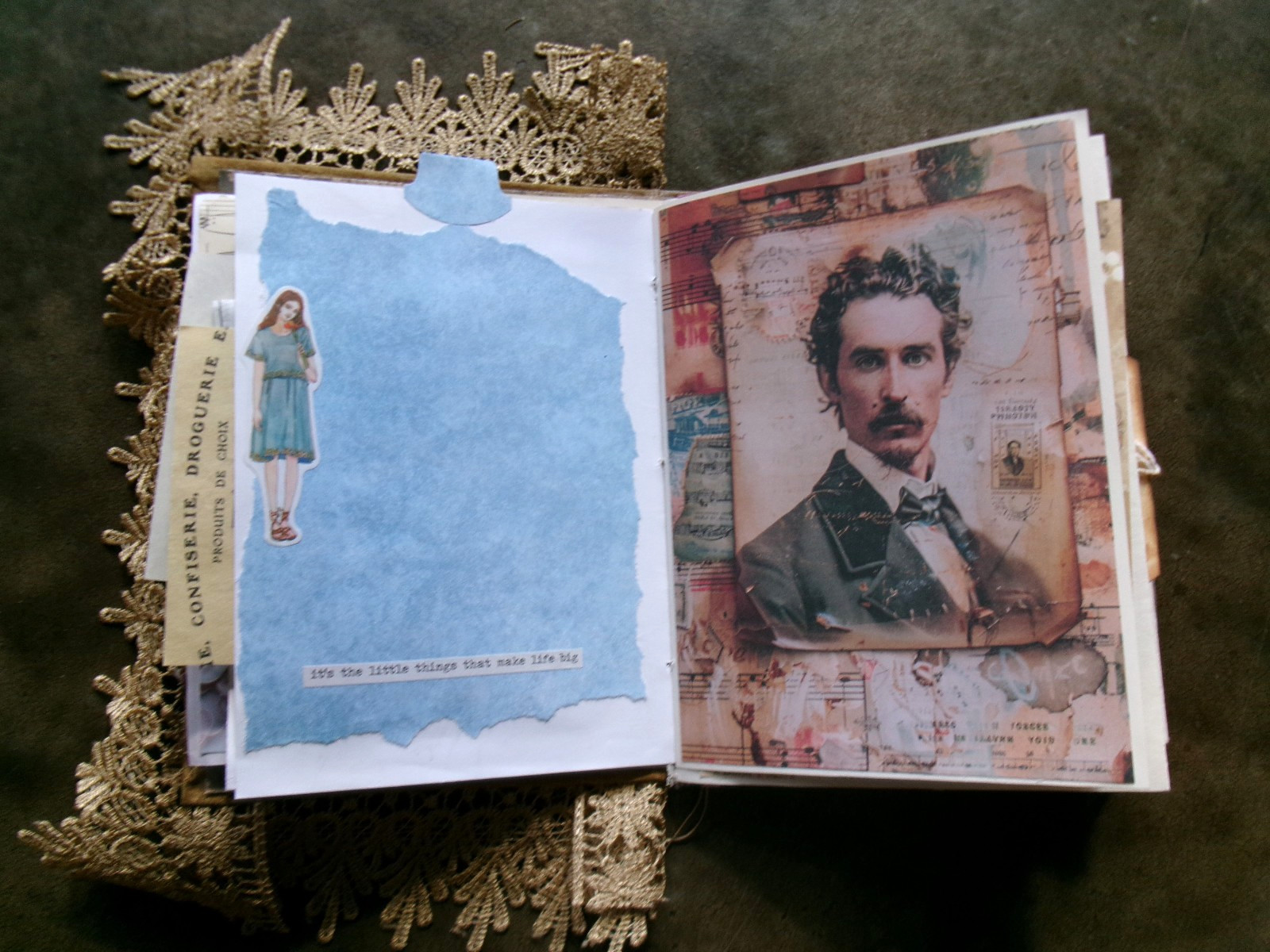 TRUE VTG JUNK JOURNAL WRITING JOURNAL JOURNAL “HEADS UP” POCKETS TUCKS