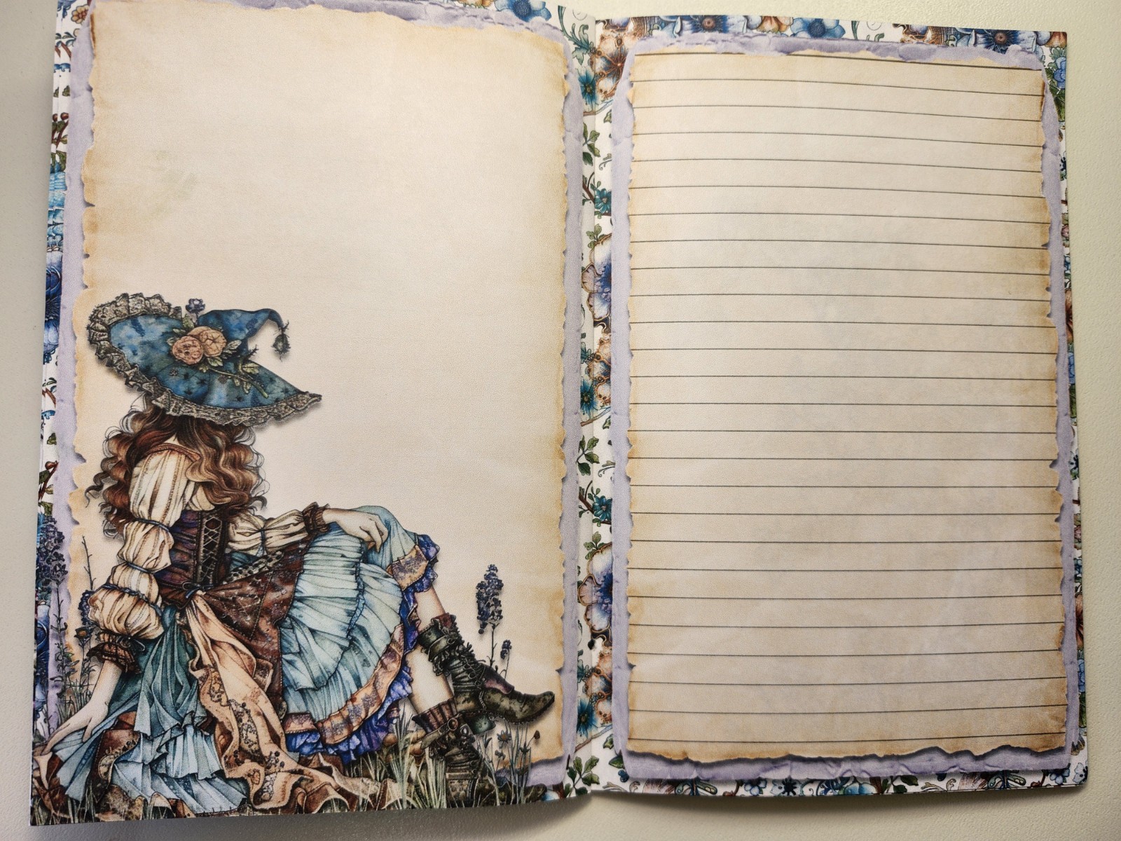 Junk Journal Blank Booklet “SPRING WITCH” HANDMADE 8.5″x5.5″ LG 40pgs