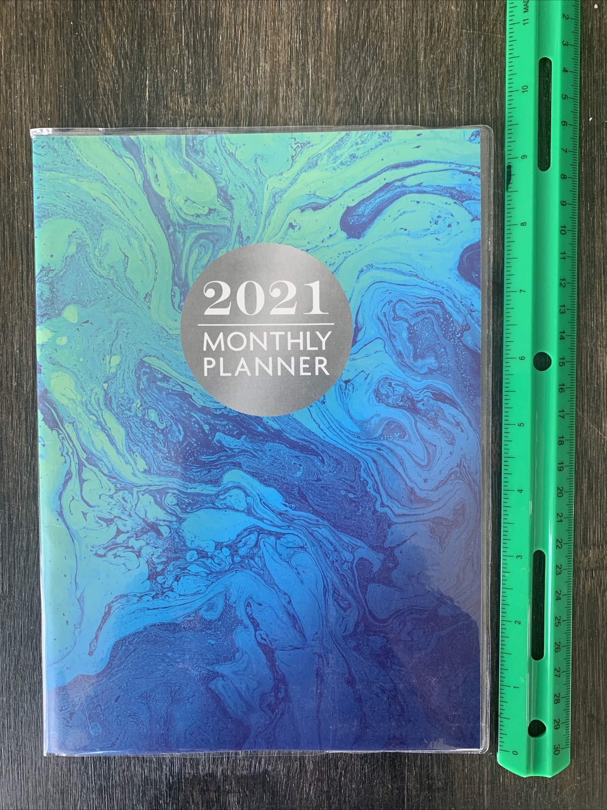 NEW 2021 Monthly Planner Jan – Dec Planner Directory Ocean Blue Colors 32 Pages