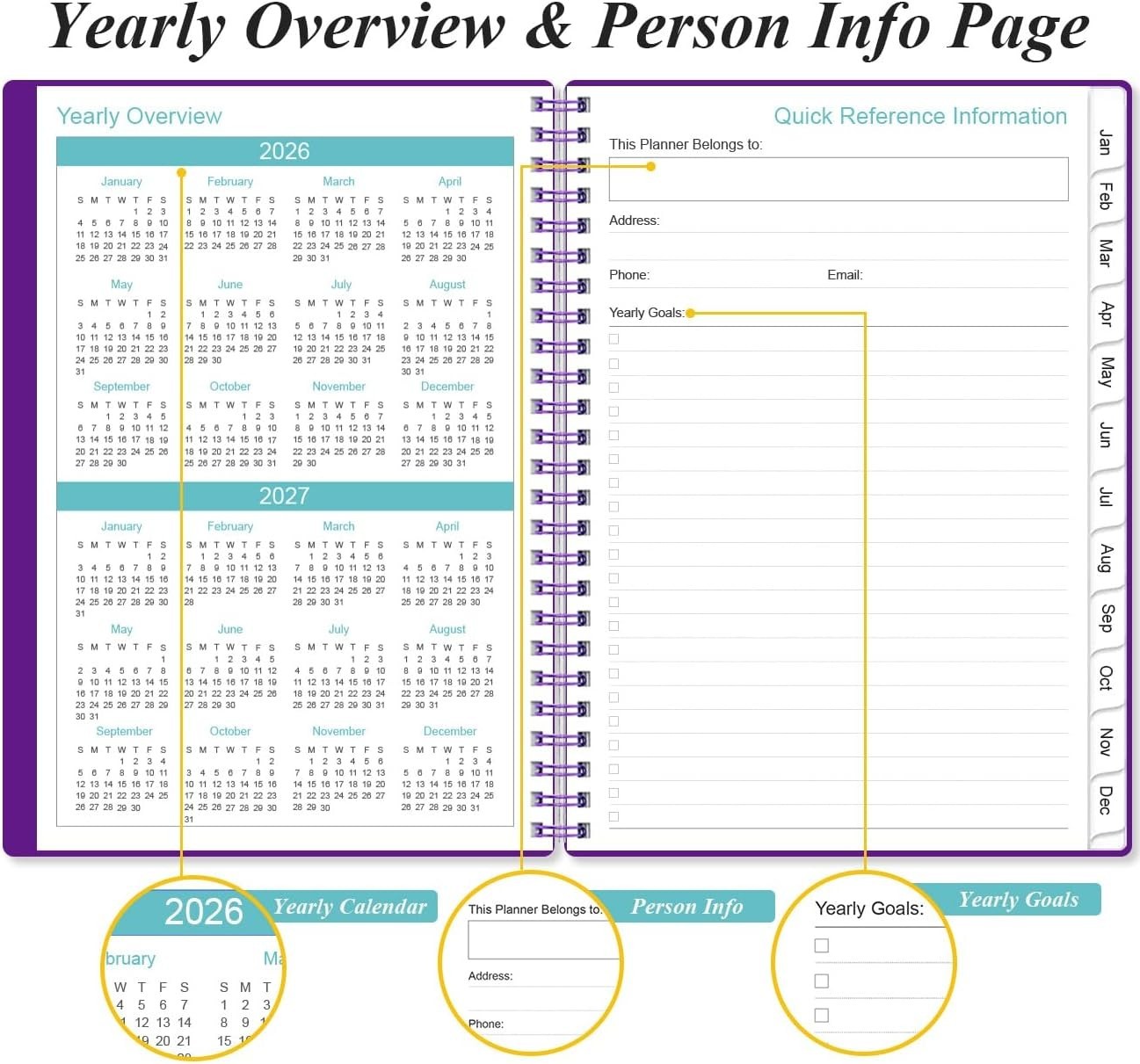 Compact 2026 Weekly Planner: Spiral Bound, 6.4″ x 8.5″, Stylish Organization