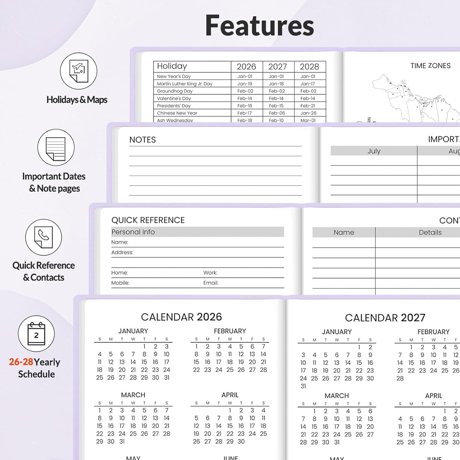 2026-2027 Pocket Weekly Planner for Purse 3.5″ x 6″ – 12 July 2026 – June 20…