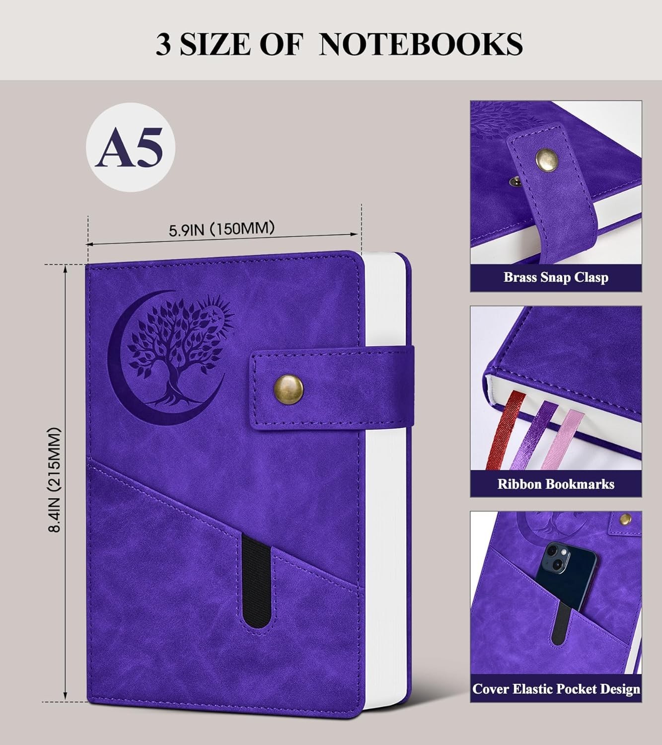 365 Page Thick Lined Journal Notebook for Men Women, A5 Leather Journals for …