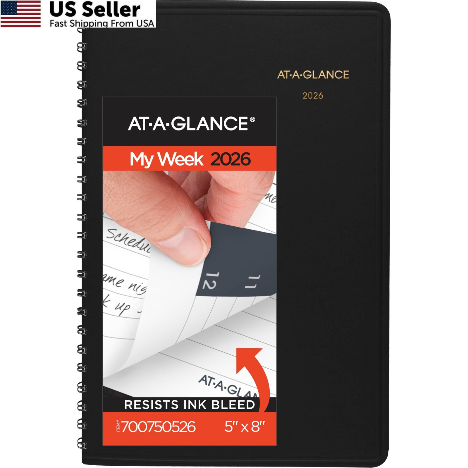 AT-A-GLANCE 2026 Appointment Book Planner, Weekly, 5″ x 8″, x Black