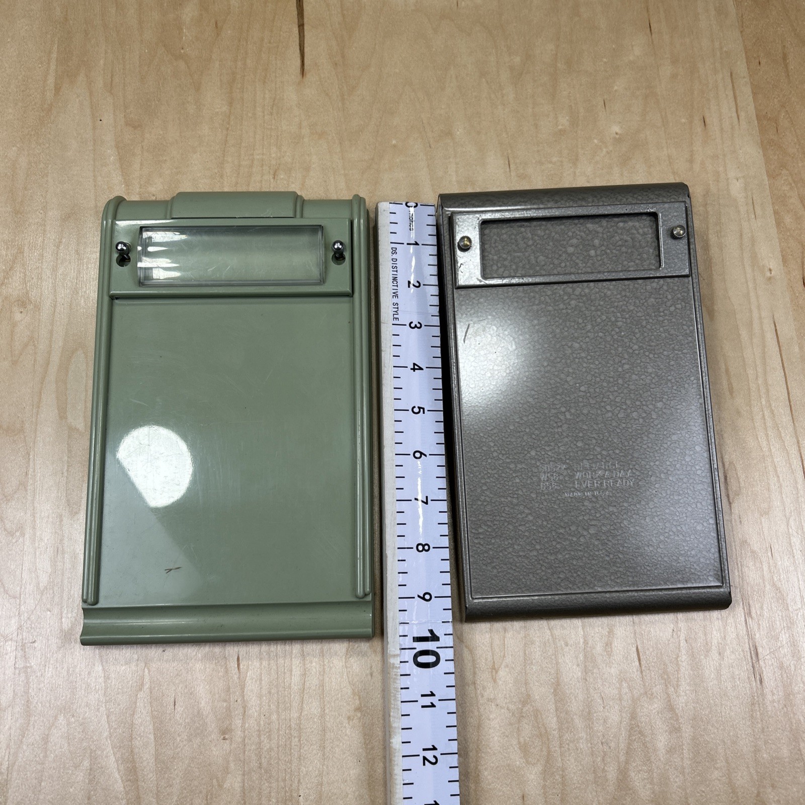Vintage Ever Ready Work-A-Day Desk Calendar Bases Gray & Green Mid Century USA