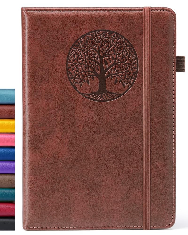 BIYUNRO Lined Journal Notebook for Women & Men, Hardcover Leather A5, Brown