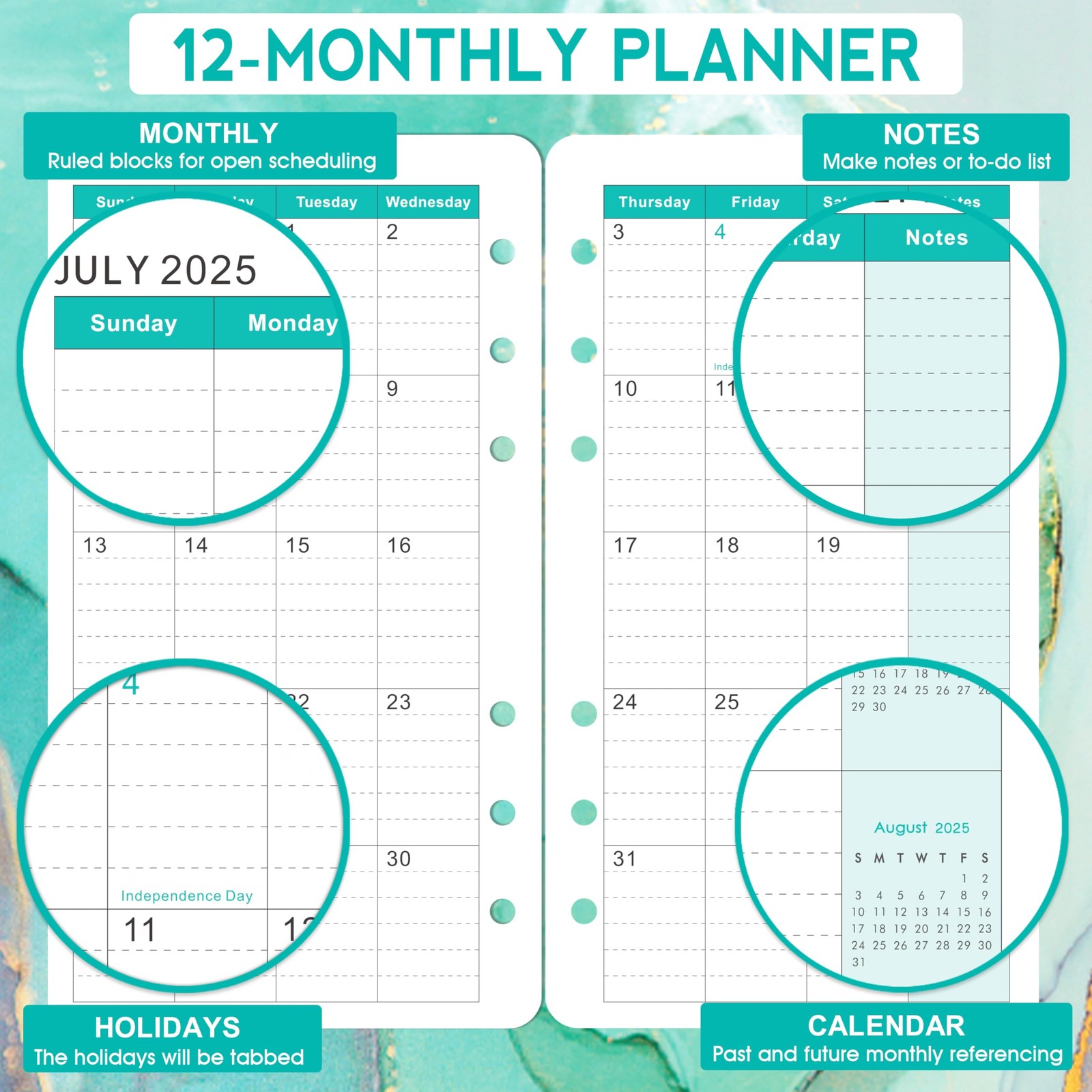 2025-2026 Planner Refills – A6 Weekly and Monthly Inserts, July 2025 – June 2…
