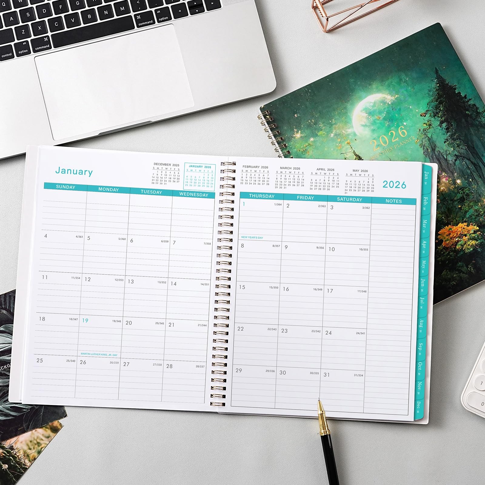 2026 Monthly Planner Twin-Wire Binding Calendar Planner, 11×9 Inch
