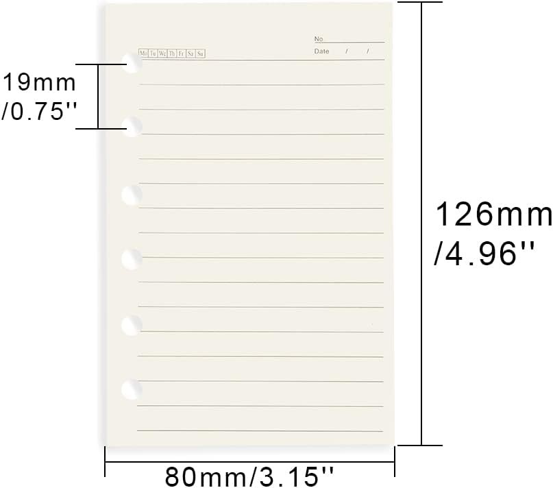 A7 Lined Refill Paper 3 Pack Loose Leaf 6-Hole Filler Refills