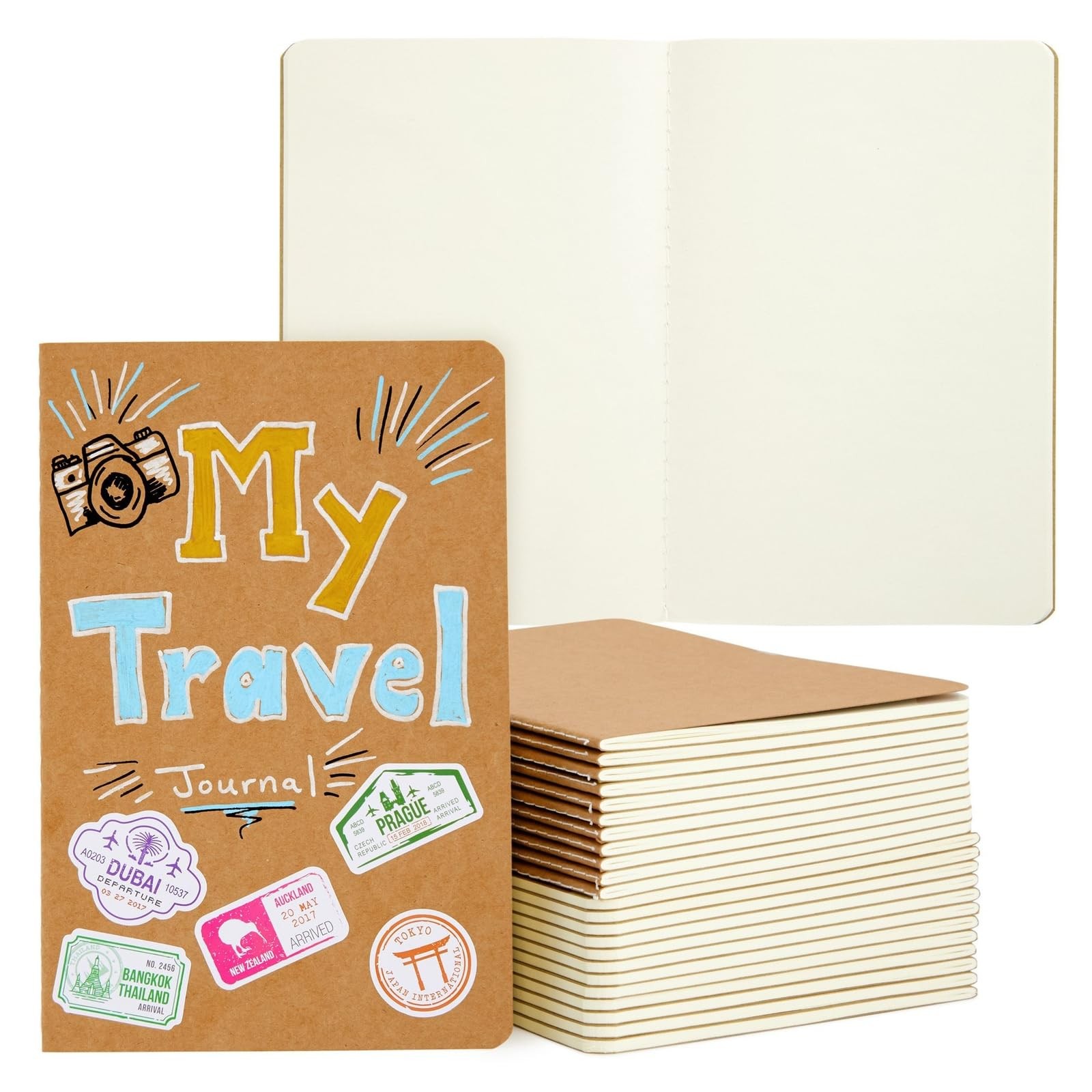 Paper Junkie Softcover Blank Notebooks – 24-Pack, A5, 5.5 x 8.3 inches, Brown