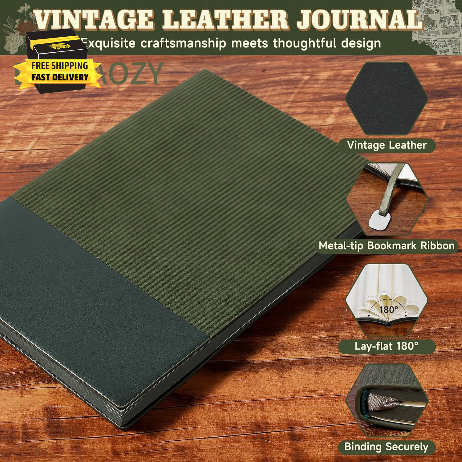 Lined Journal Notebook for Work College Ruled Note Book 5.8″X8.3″A5 PU Leather D