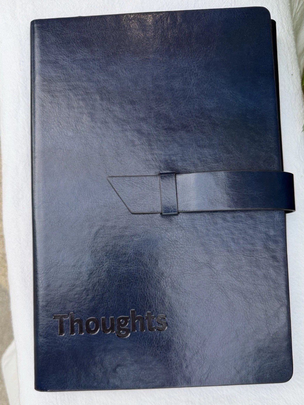 Navy Blue Refillable Faux Leather Portfolio Missing Pen Journaling