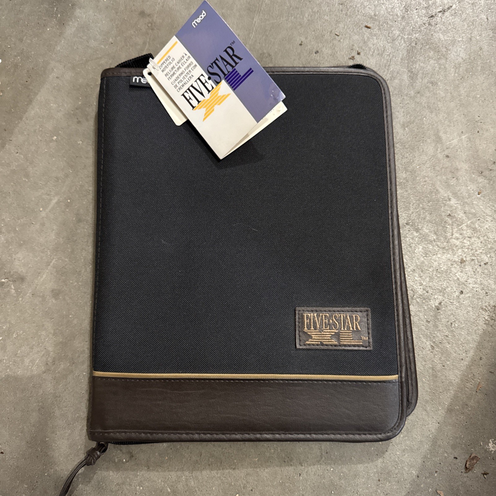 Vintage MEAD Five-Star XL Zip Up Binder Organizer Black Brown RARE 12×14 NWT