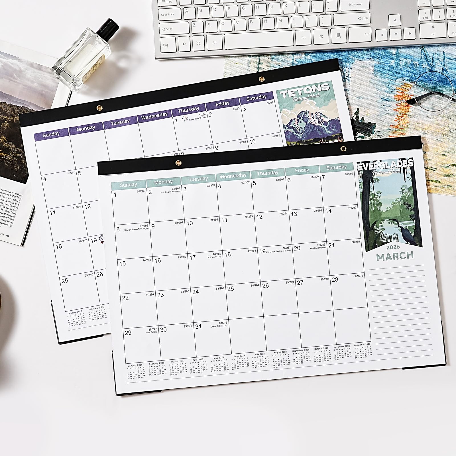2026 Desk Calendar – 2026 from Jan. 2026 – Dec. White-Blue