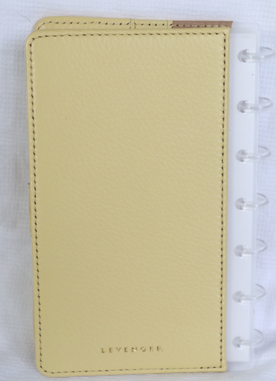 Levenger Circa Notebook Leather Pale Yellow Compact Size+ Paper Dust Jacket NEW