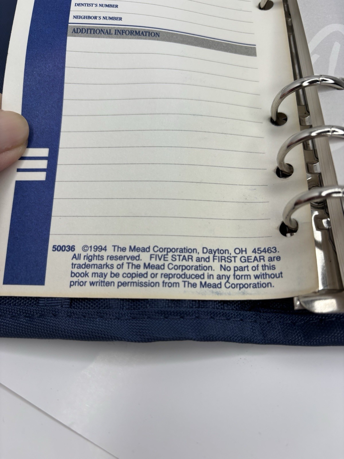 Vtg 1994 Mead FIVE STAR Student Day Planner – Day Planner Blue 7.5×6