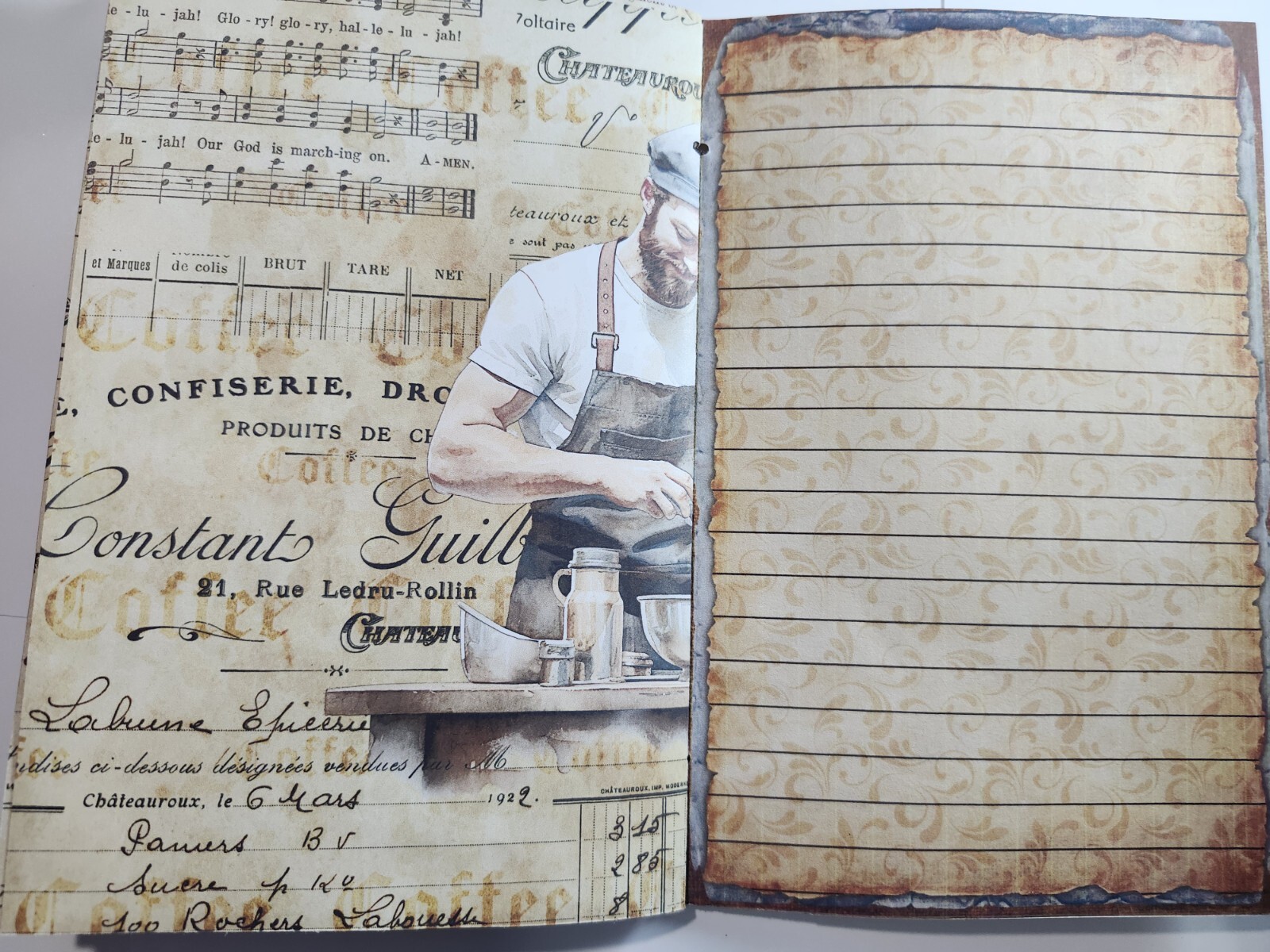 Junk Journal Booklet “COFFEE TIME” HANDMADE Cards, Pockets, Ephemera + more!