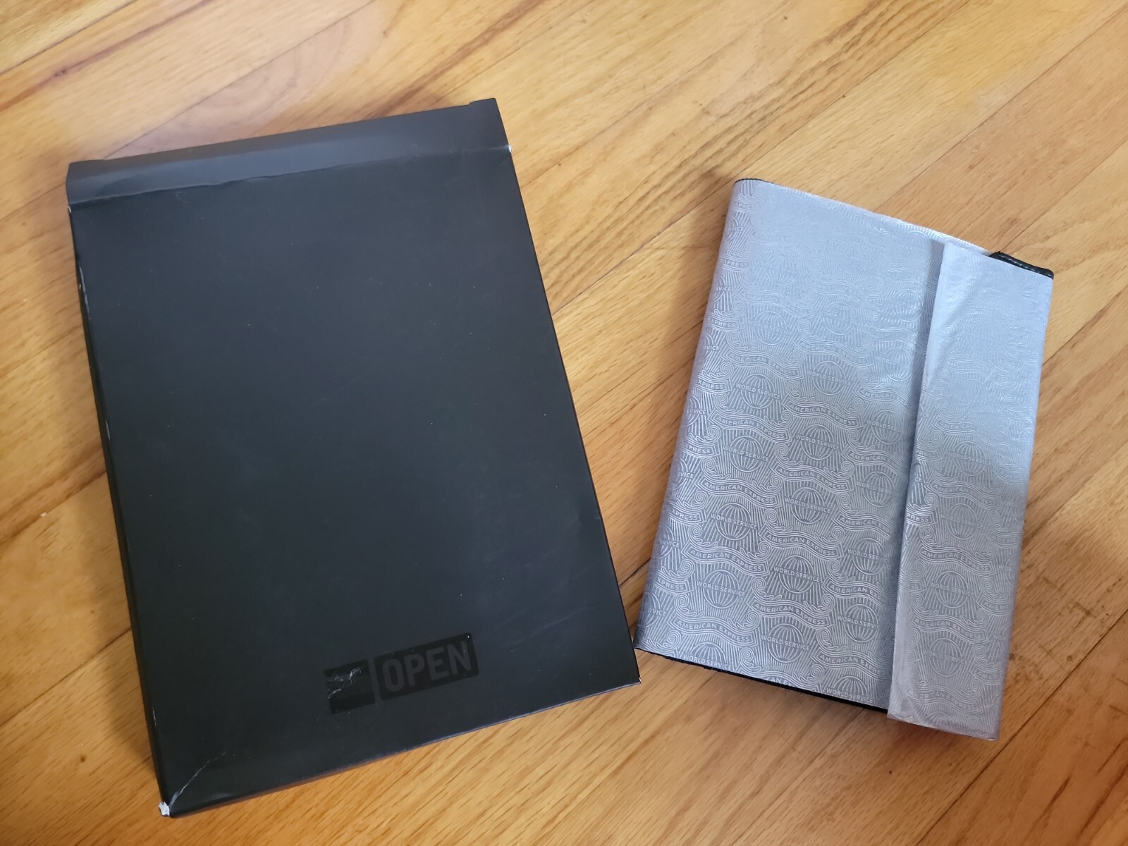 NEW American Express OPEN Black Notebook Gift Box Wrapped Leather Accent