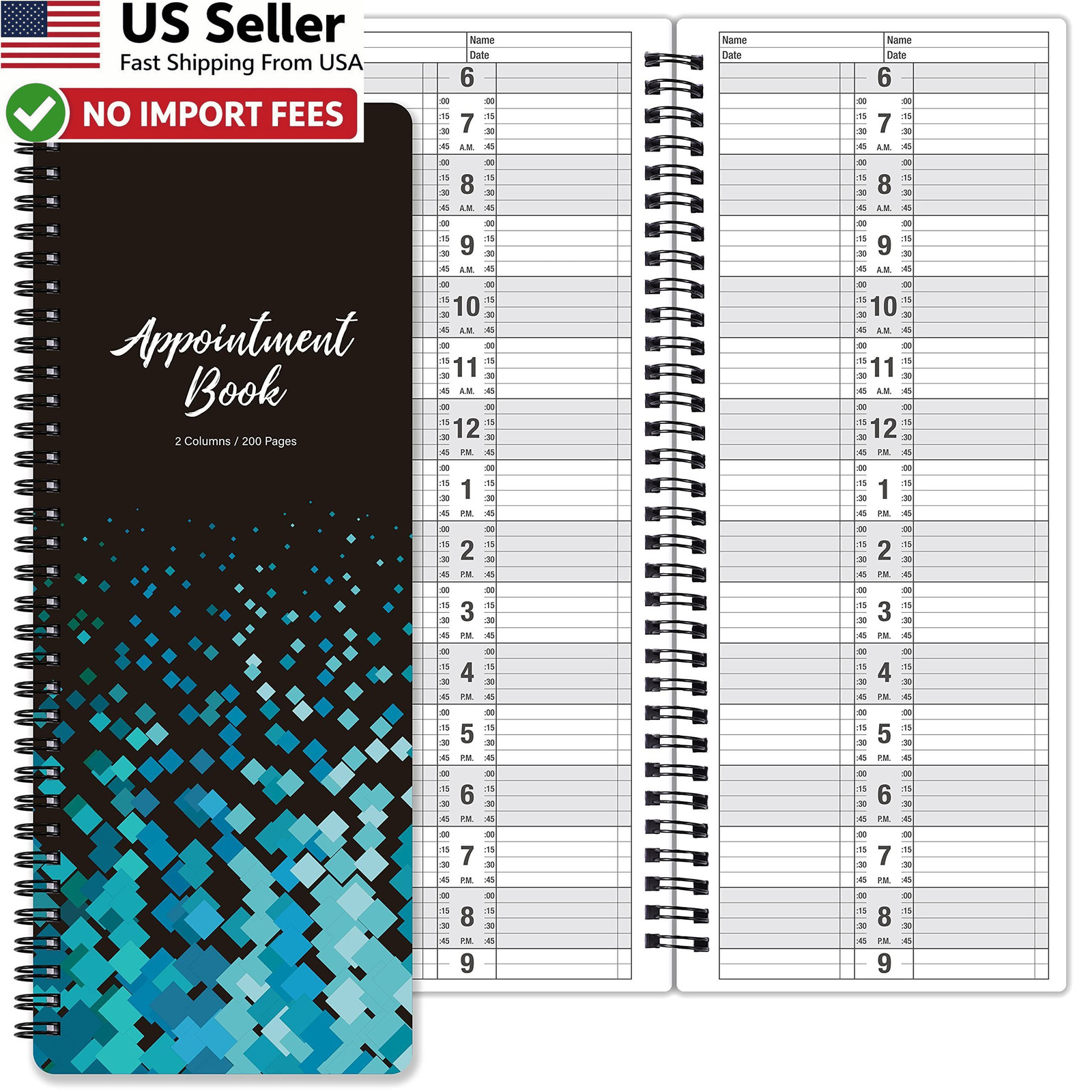Poluma Appointment Book – Salon Book, 11.5″ x 4.7″, Medium, Black