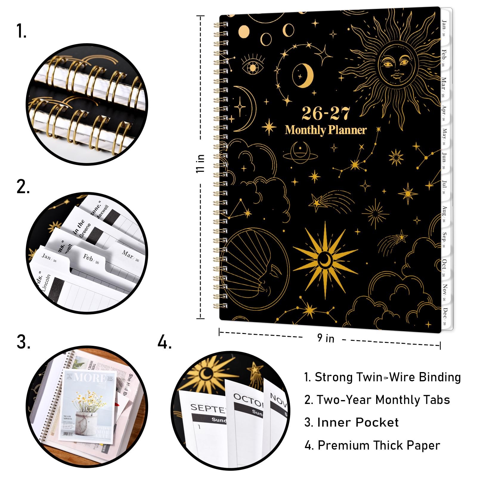 2026-2027 Monthly Planner – 9 x 11, Monthly Calendar Planer 2026-2027, JAN.