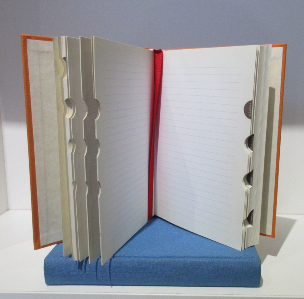 Notebook 6×8″ Lined Pages w Tabs Fabric Cover Hardcover Graphic Image Orange