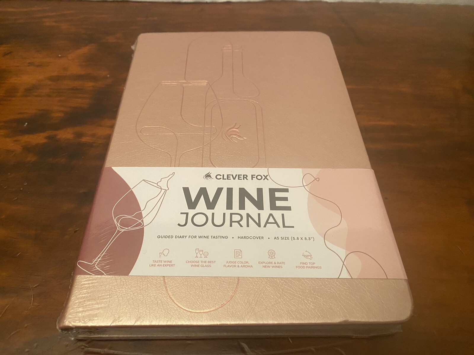 Clever Fox Wine Journal for Tasting – A5 (5.8” x 8.3”) Rose Gold – Hardcover