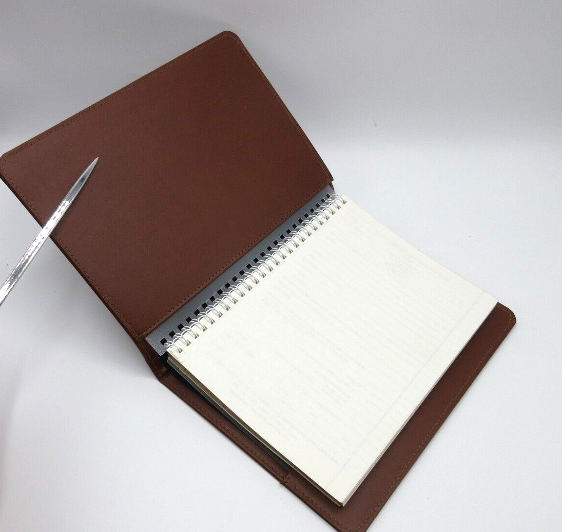 Jos. A. Bank Notebook 9″ Leather Cover Refillable Spiral 144 Lined Pages Brown