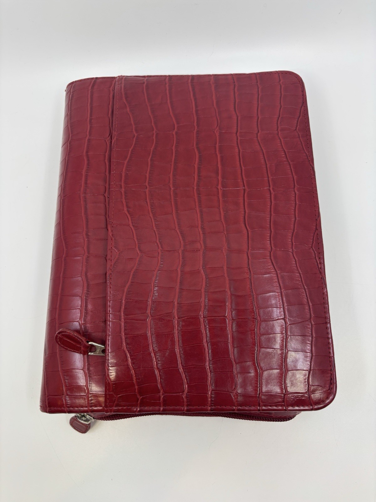 Franklin Covey Red Embossed Zip Around Planner 10″x8″ Faux Leather