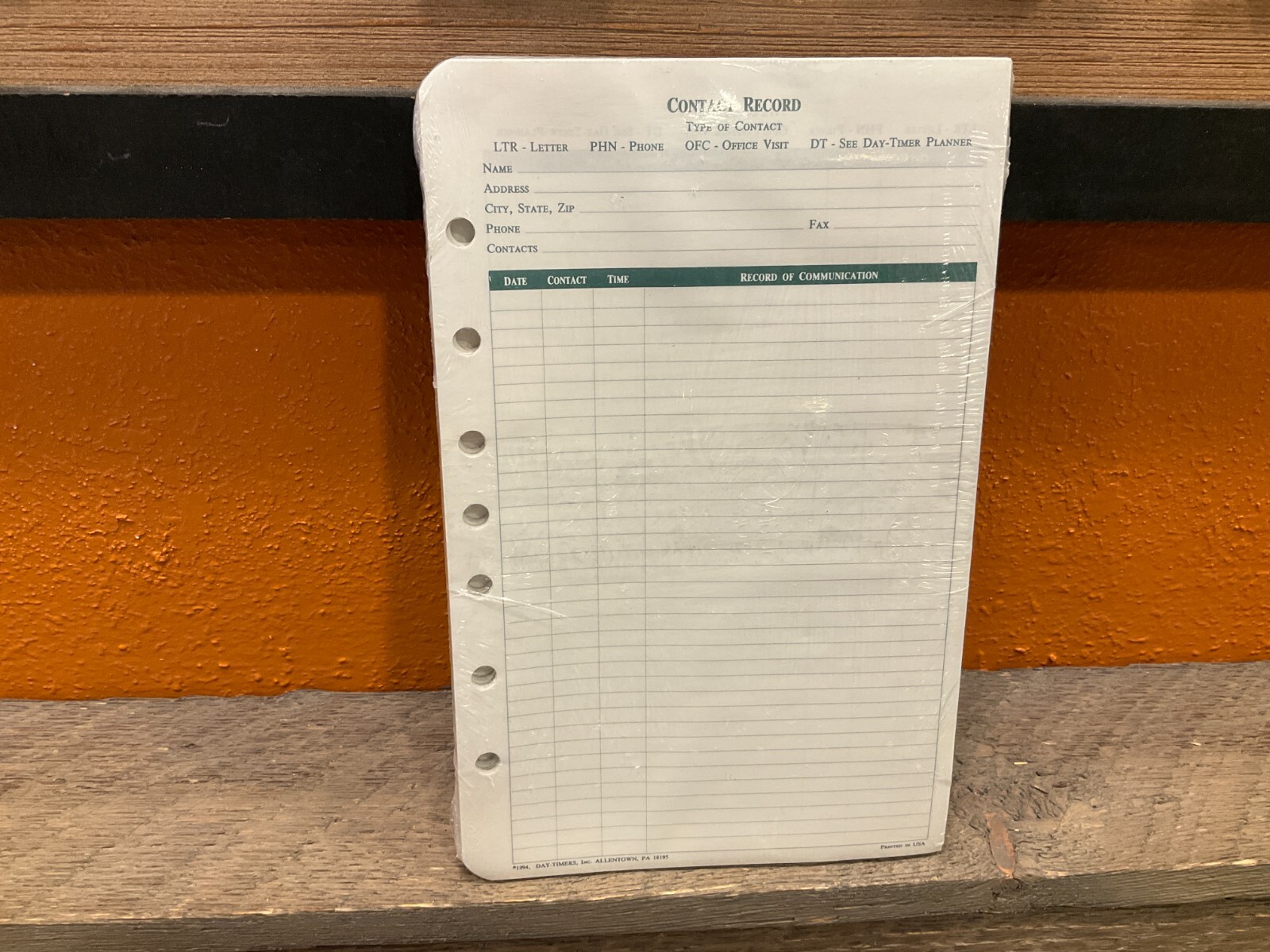 1994 DAY-TIMER 5.5″ x 8.5″ Contact Pages Refill Sheets 87226 7 Rings 2 Pads