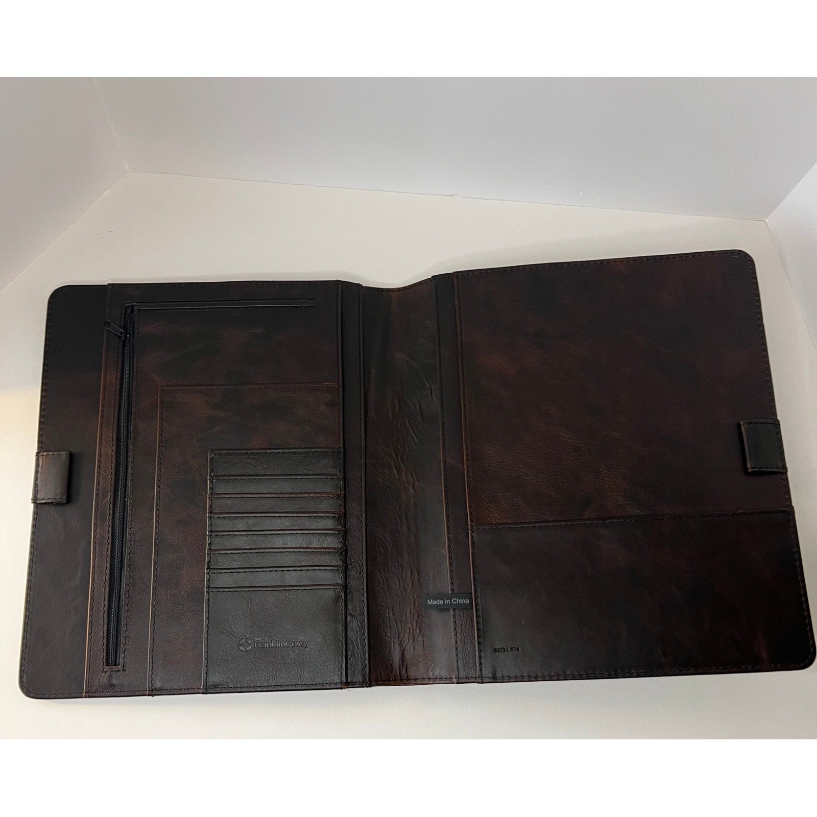 Franklin Covey Ellis Leather Open Cover 82731 Marbled Brown 8.5 x 11″ NWOT