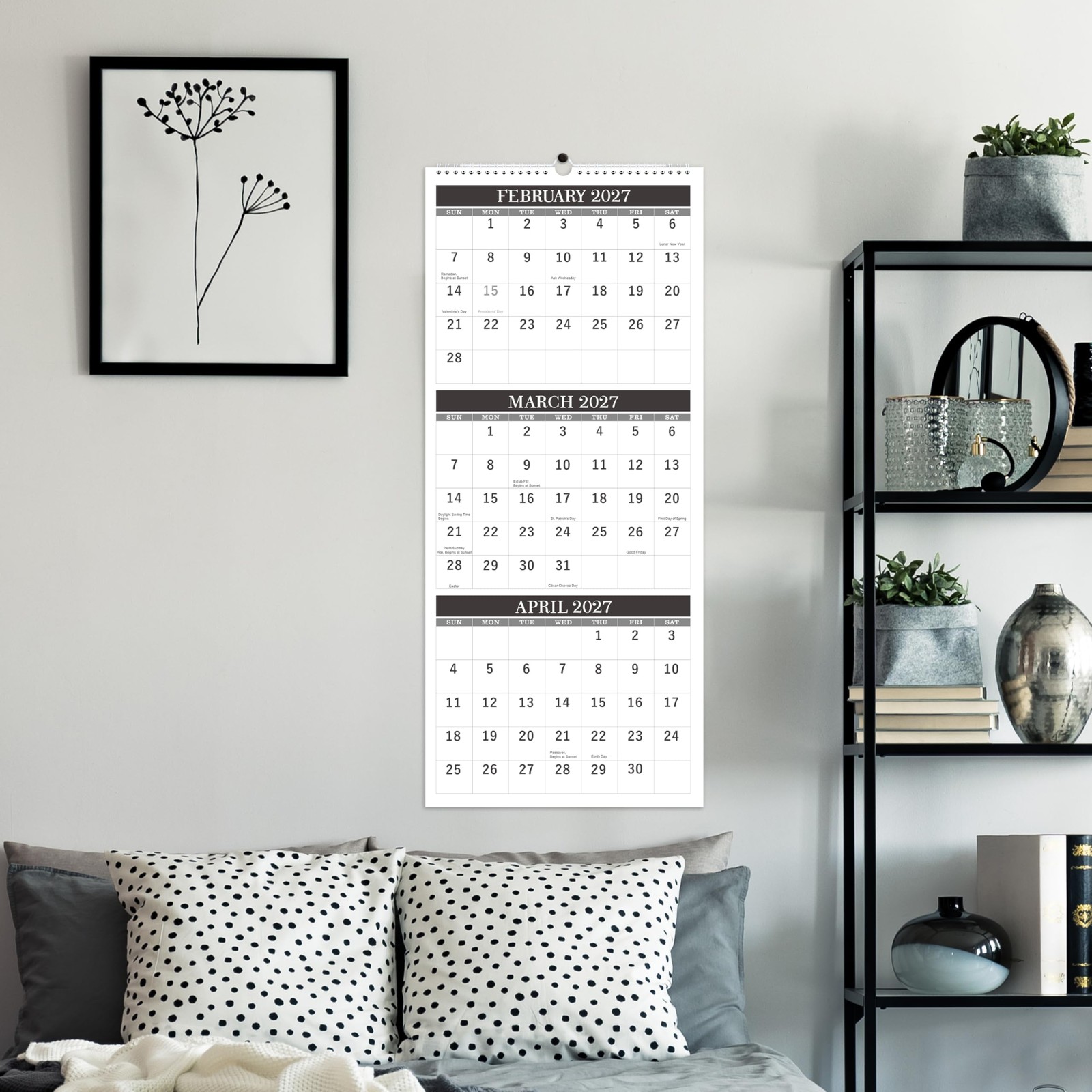 Calendar 2026-2027 – Wall 2026-2027, April 2026 – July 2027, Black