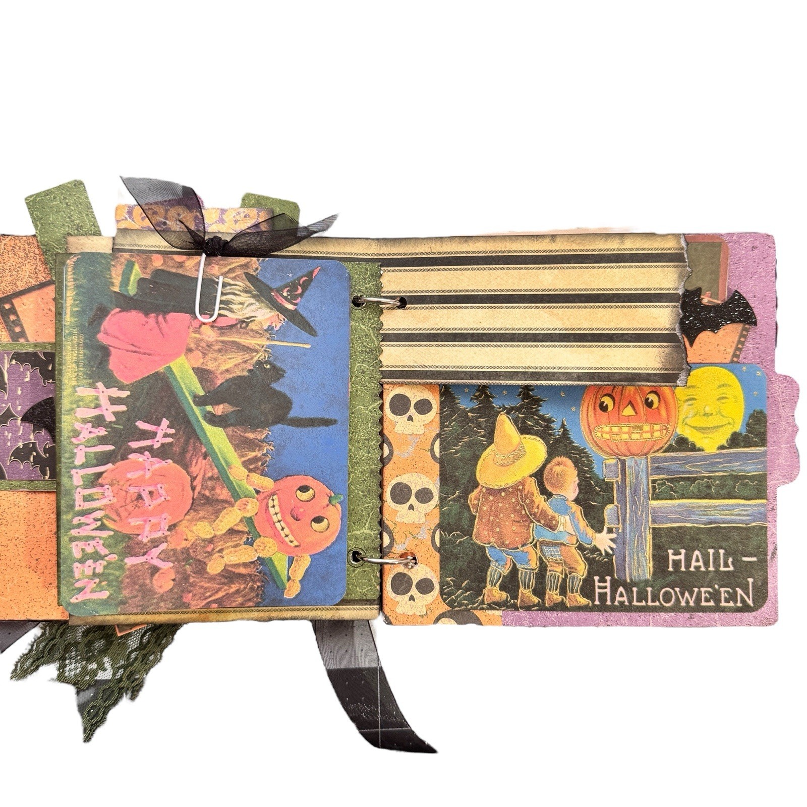 Junk Journal Halloween 6.5×6 32 Page Tags Ephemera Journaling Pumpkins Cats