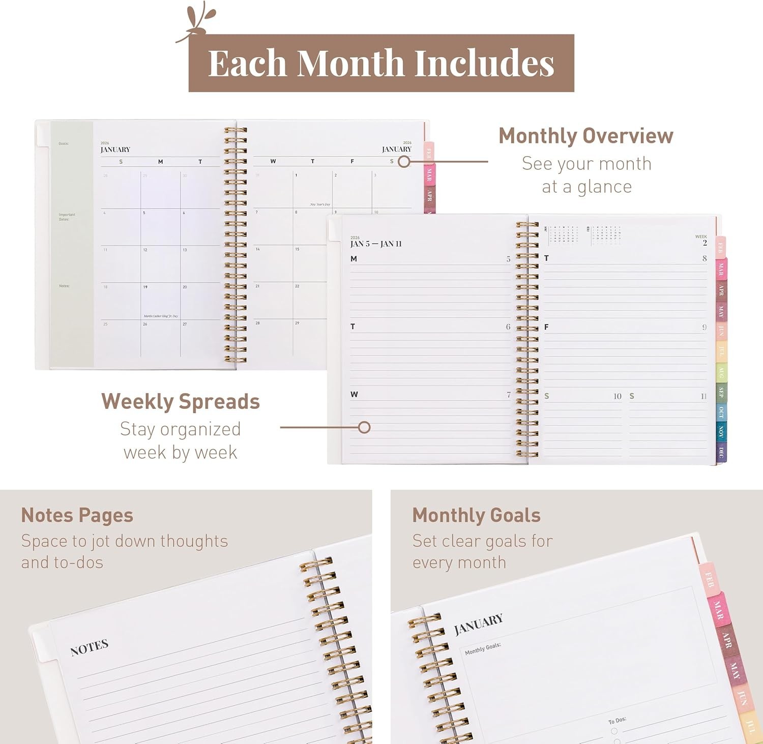 2026 Planner, Agenda Planner With Weekly And Monthly View, Daily Agenda Book …