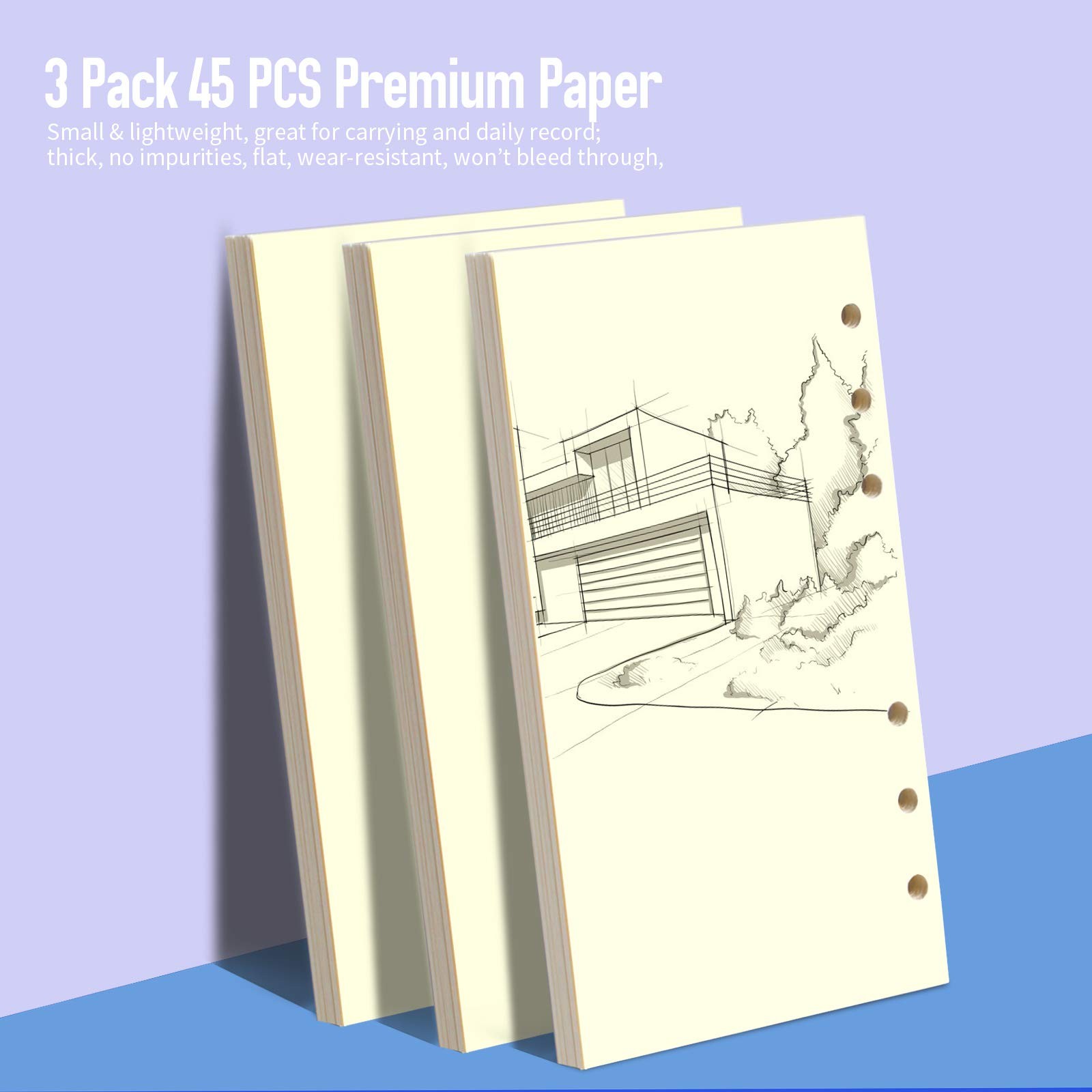 A6 Blank Paper 135 PCS Beige 6.73″x3.74″ – Refill for 6-Ring Binders