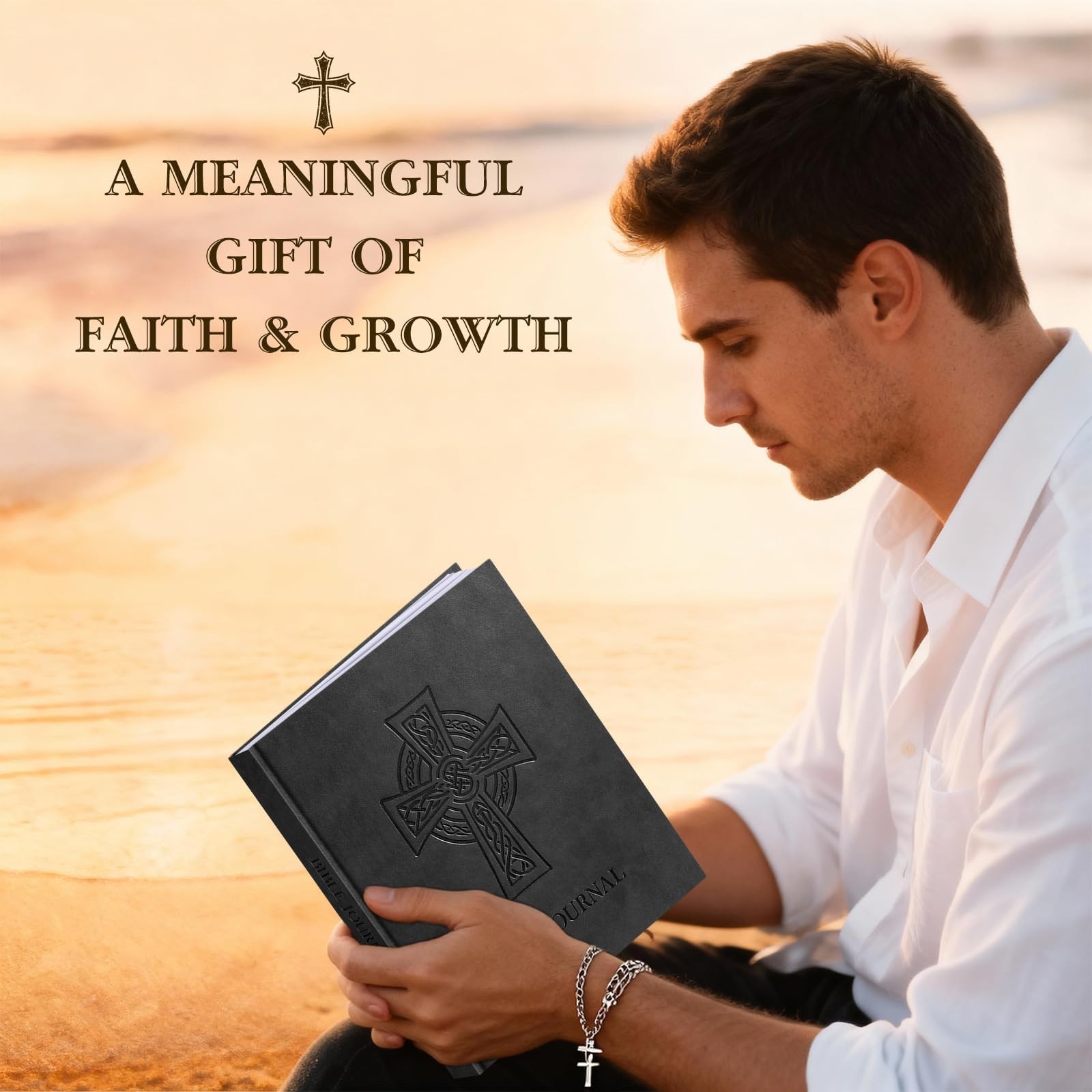 Lanpn Bible Prayer Journal for Men, 91 Days Christian Daily Devotional Black