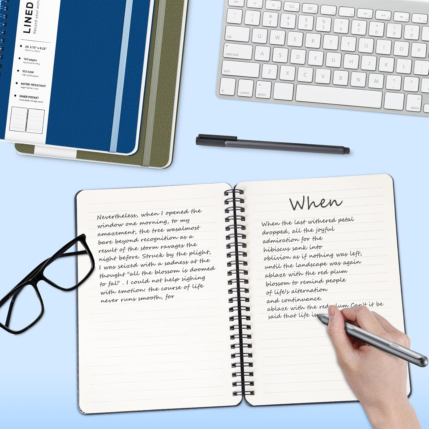 Lined Spiral Journal Notebook with 160 Pages, 8×5.7in, A5 Spiral Notebook, Journ