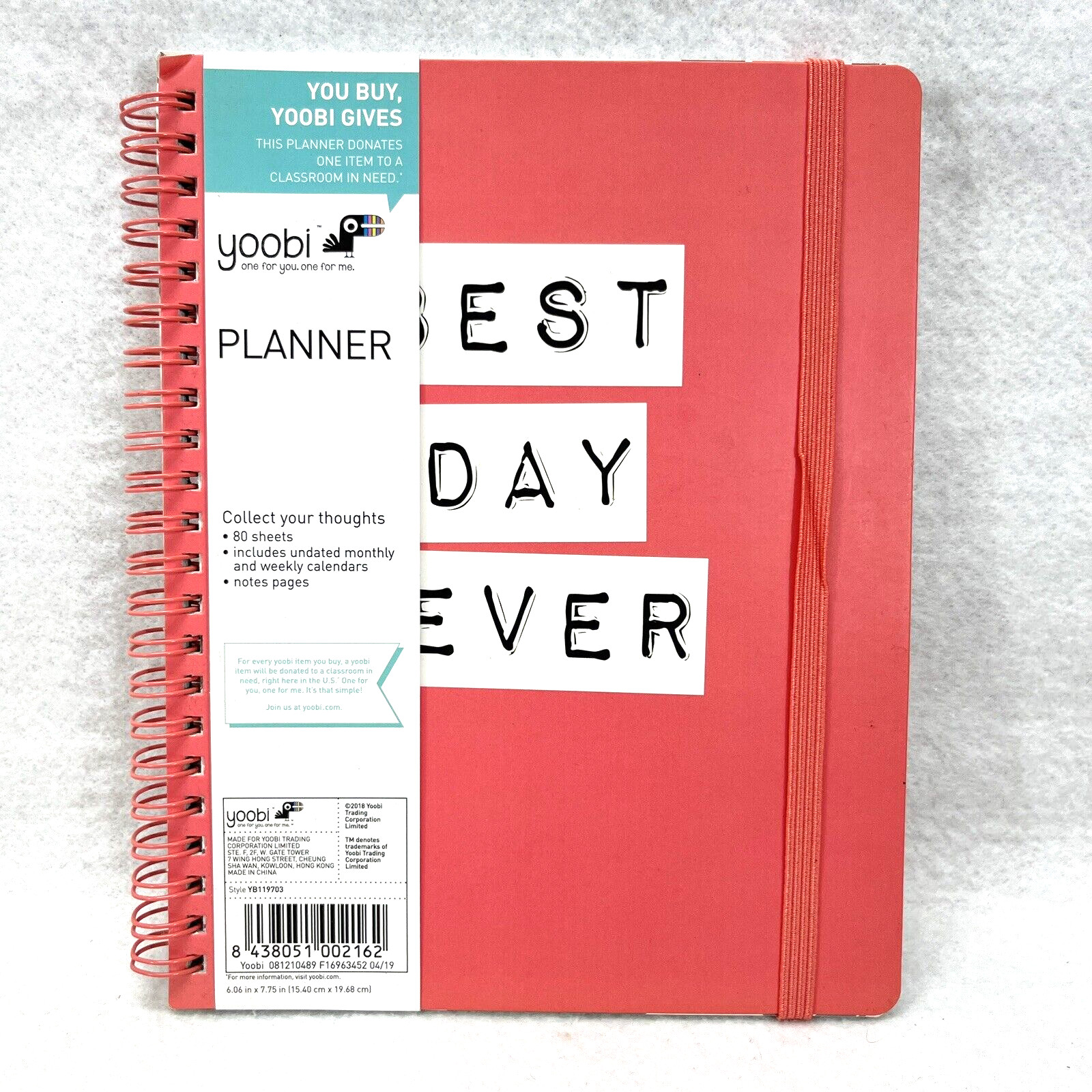 Yoobi Best Day Ever Undated Weekly / Monthly planner – 6 1/4 in x 7 3/4 in