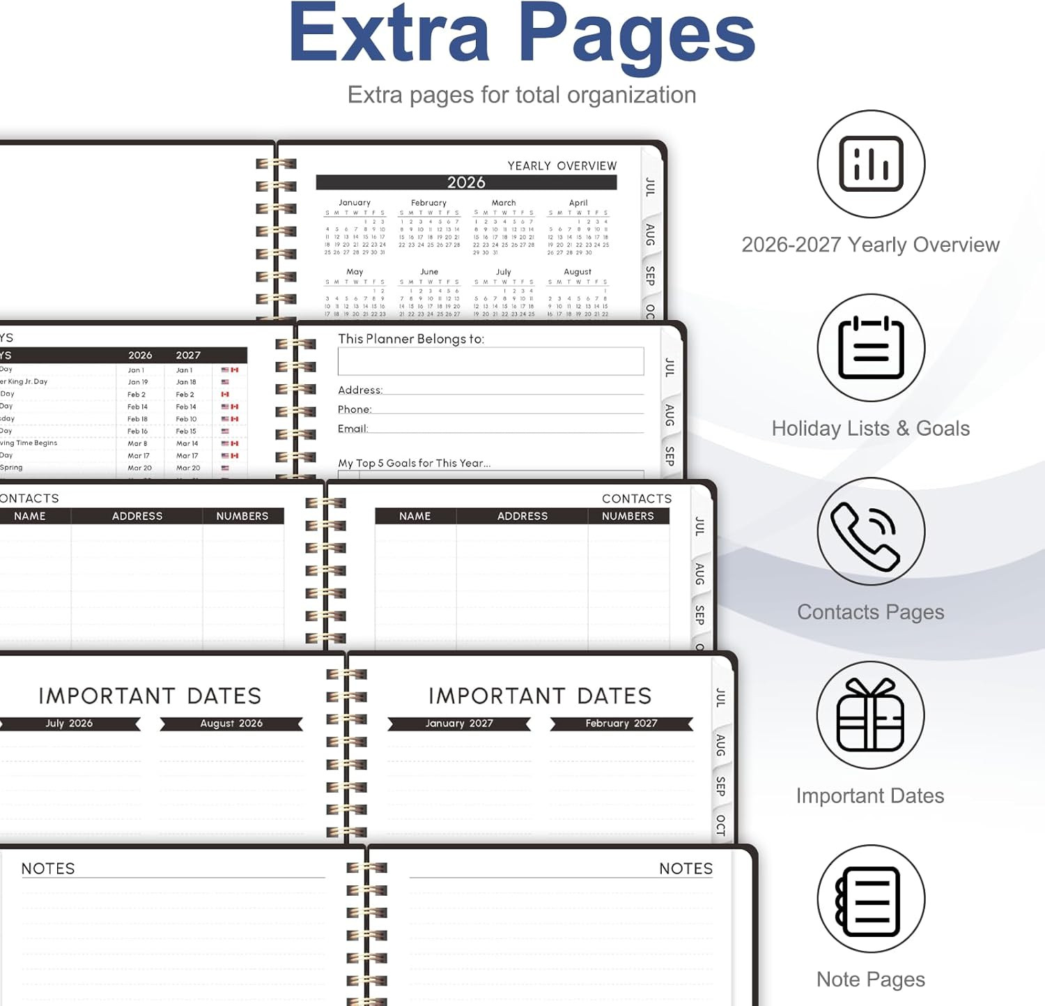 Planner 2026-2027, Weekly and Monthly Academic Year Calendar Planner, July 2026