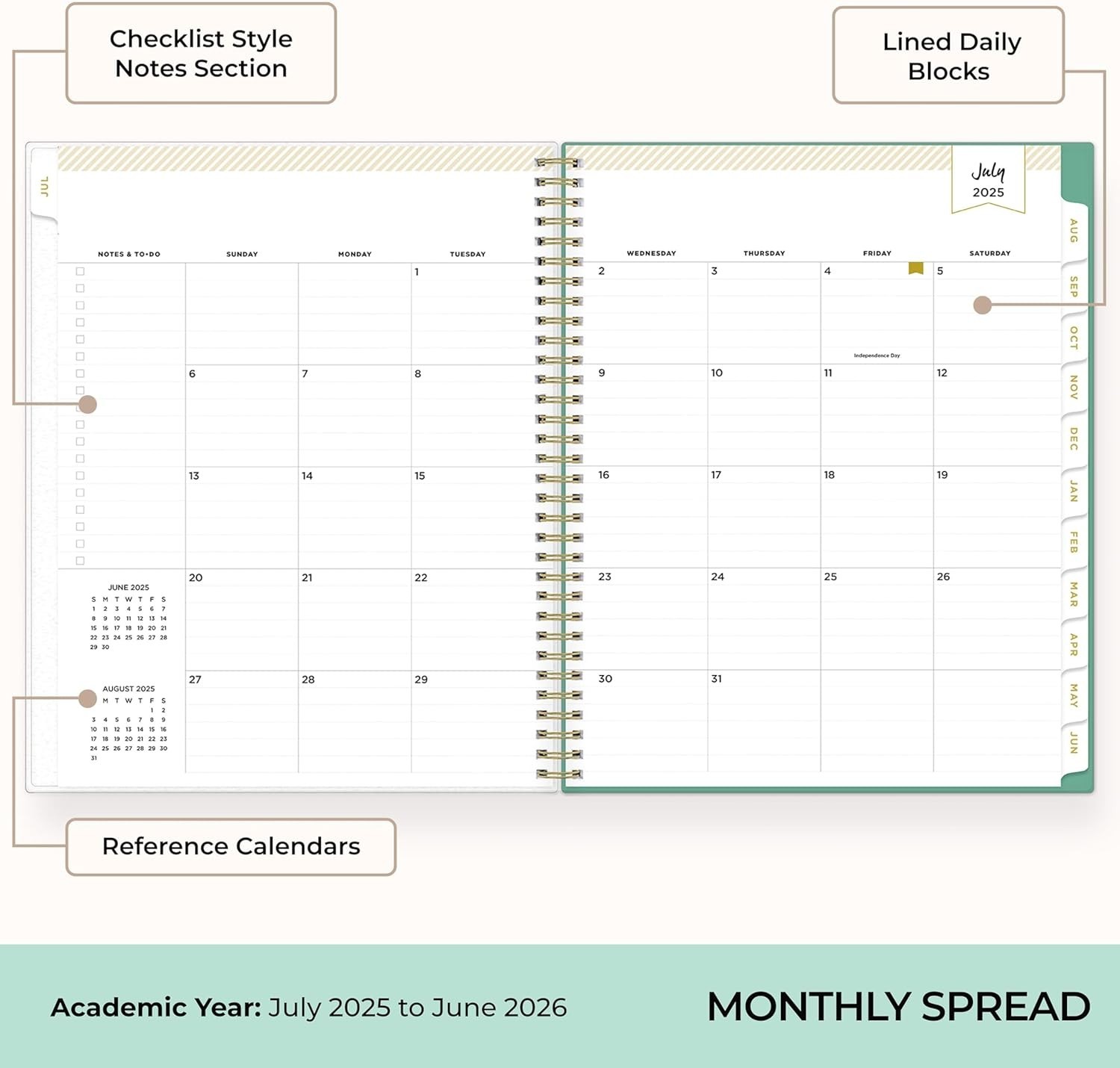 Blue Sky 2025-2026 Academic Planner Weekly Monthly Calendar 8.5″x11″ Palms USA