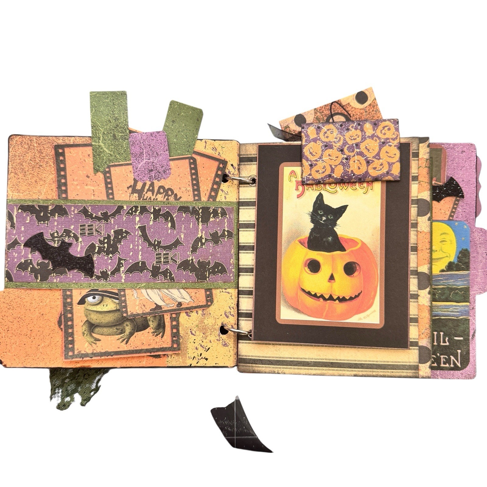 Junk Journal Halloween 6.5×6 32 Page Tags Ephemera Journaling Pumpkins Cats