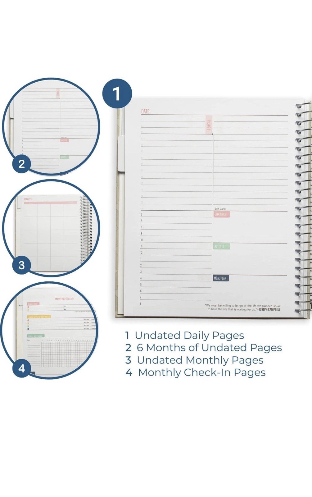Keeping it Together Daily Undated Planner Hardcover, Premium 100g Paper | Marble