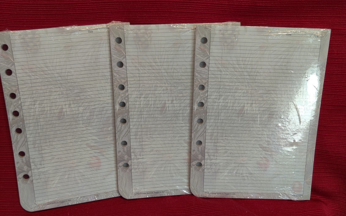 Lot of 3 VTG. 1994 New Franklin Covey 7-Ring Pocket Floral Lined Paper 50 Sheets