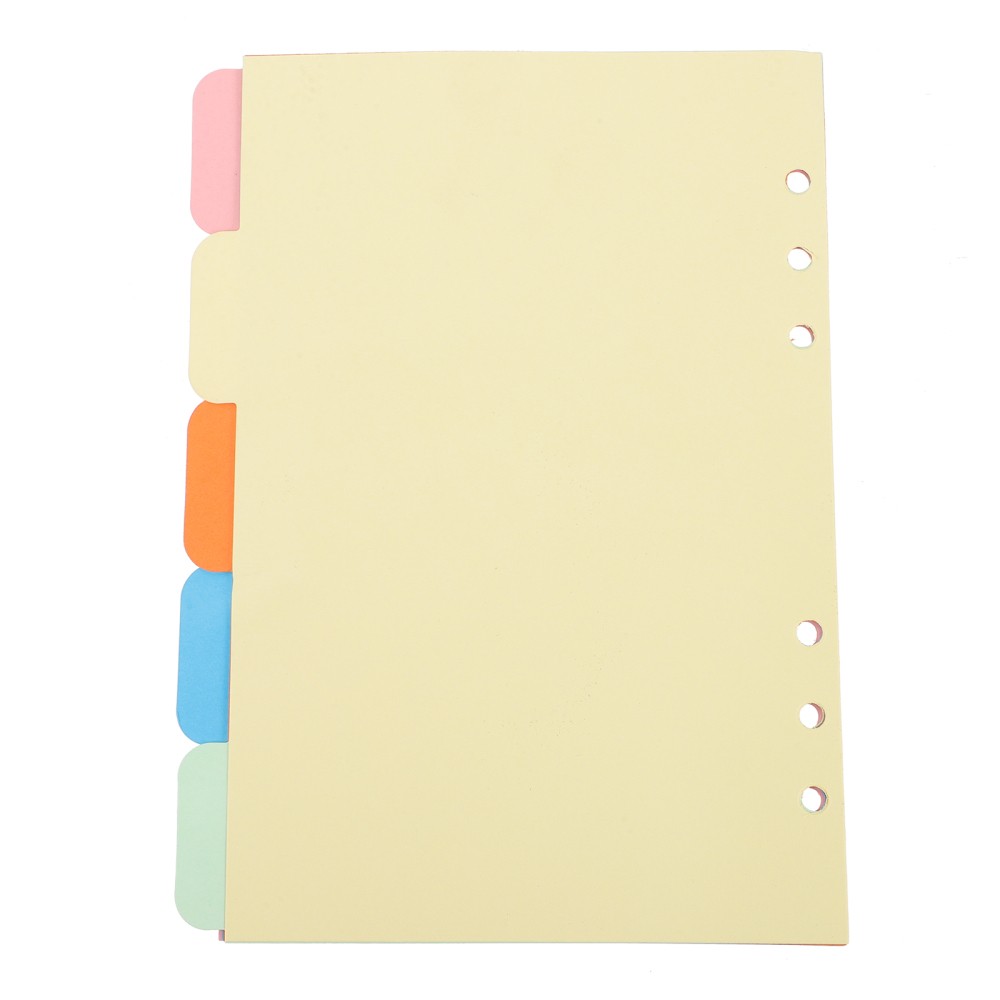 STOBOK A5 Binder Tabs Plastic Divider Set Notebook Dividers 6-Holes Sorter Tabs